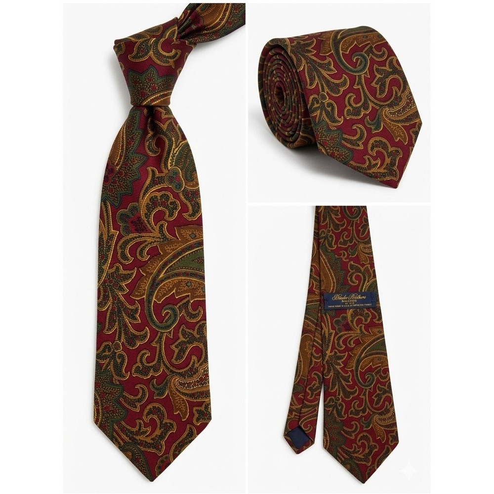 VTG Brooks Brothers Makers Tie Red Paisley Silk Necktie 3.5" Made in USA Preppy